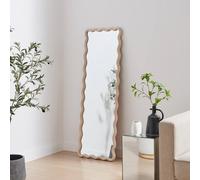 FurnitureboxUK Damaris Wood Full Length 150x50cm Wavy Rectangle Wall Mirror in Brown | Size: 150x50 cm FurnitureboxUK Brown 150x50 cm