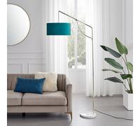 FurnitureboxUK Danielle Art Deco Arc Lamp In Brass Plate With Teal Velvet Shade & Marble Base in Gold FurnitureboxUK Gold