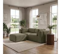 Furnitureboxuk Drift Boucle Fabric 2 Seater Modular Chaise Sofa In Green Green