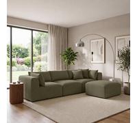 Furnitureboxuk Drift Boucle Fabric 3 Seater Modular Chaise Sofa In Green Green