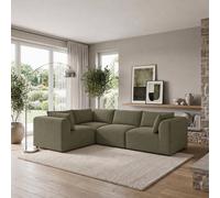 Furnitureboxuk Drift Boucle Fabric 3 Seater Modular Corner Sofa In Green Green
