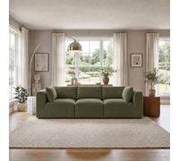 Furnitureboxuk Drift Boucle Fabric 3 Seater Modular Sofa In Green Green