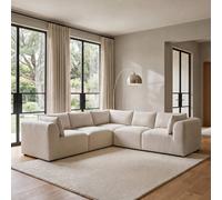 Furnitureboxuk Drift Boucle Fabric 4 Seater Modular Corner Sofa In Cream Cream