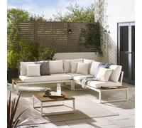 Furnitureboxuk Dubai 6 Seater Outdoor Corner Sofa With Wood-Effect Tables In Off White Off White One Size