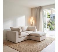 Furnitureboxuk Echo Linen-Look Fabric 2 Seater Modular Chaise Sofa In Cream Cream