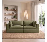 Furnitureboxuk Echo Linen-Look Fabric 2 Seater Modular Sofa In Green Green