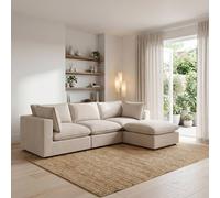 Furnitureboxuk Echo Linen-Look Fabric 3 Seater Modular Chaise Sofa In Cream Cream