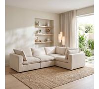 Furnitureboxuk Echo Linen-Look Fabric 3 Seater Modular Corner Sofa In Cream Cream