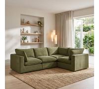Furnitureboxuk Echo Linen-Look Fabric 3 Seater Modular Corner Sofa In Green Green