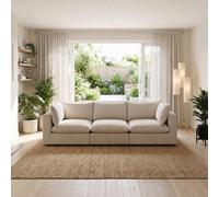 Furnitureboxuk Echo Linen-Look Fabric 3 Seater Modular Sofa In Cream Cream