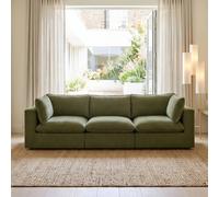 Furnitureboxuk Echo Linen-Look Fabric 3 Seater Modular Sofa In Green Green