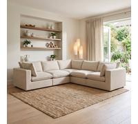 Furnitureboxuk Echo Linen-Look Fabric 4 Seater Modular Corner Sofa In Cream Cream