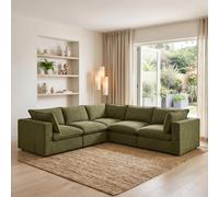 Furnitureboxuk Echo Linen-Look Fabric 4 Seater Modular Corner Sofa In Green Green