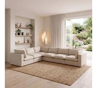 Furnitureboxuk Echo Linen-Look Fabric 5 Seater L-Shaped Modular Corner Sofa In Cream Cream