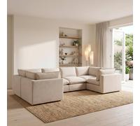Furnitureboxuk Echo Linen-Look Fabric 5 Seater U-Shaped Modular Corner Sofa In Cream Cream