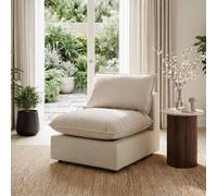 Furniturebox Uk Echo Cream Linen-Look Fabric Armless Armchair For Modular Sofa