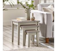 FurnitureboxUK Eden Whitewash & Light Grey 3x Wooden Nesting Tables FurnitureboxUK Light Grey