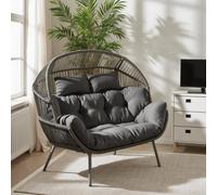 FurnitureboxUK Egg Grey Indoor / Outdoor Rattan Double Chair FurnitureboxUK Grey