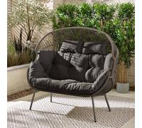 FurnitureboxUK Egg Outdoor Garden Double Chair in Grey FurnitureboxUK Grey