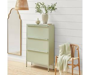 Furnitureboxuk Eira Metal Storage Shoe Cabinet In Green Green