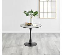 Furnitureboxuk Elina 80Cm Round 2-Seater White Marble Effect Pedestal Dining Table White