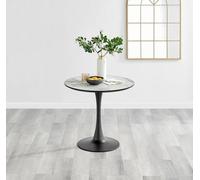 Elina 80cm Round 2-Seater White Marble Effect Pedestal Dining Table FurnitureboxUK White One Size