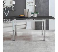FurnitureboxUK Enna 170cm 6-Seater Chrome & Glass Extending Dining Table in Black FurnitureboxUK Black