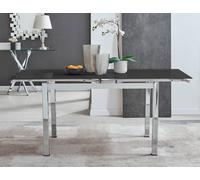 FurnitureboxUK Enna 170cm 6-Seater Chrome & Glass Extending Dining Table in Black FurnitureboxUK Black