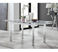 Enna 170cm 6-Seater Chrome & Glass Extending Dining Table FurnitureboxUK White One Size