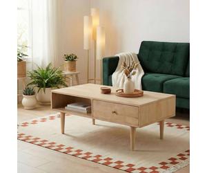 Furnitureboxuk Everest Rectangle White Oak Wood Storage Coffee Table In Light Brown Light Brown