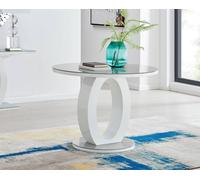 Giovani 100cm 4-Seater Round High Gloss And Glass Dining Table FurnitureboxUK Grey One Size