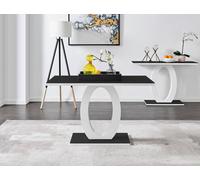 Giovani 4 Black White High Gloss Glass Dining Table - Black
