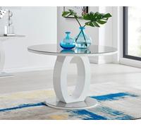 FurnitureboxUK Giovani 120cm 6-Seater Round High Gloss & Glass Dining Table in Grey FurnitureboxUK Grey