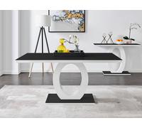 Giovani 160cm 6-Seater Modern Rectangular High Gloss And Glass Dining Table FurnitureboxUK Black One Size