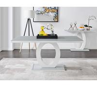 Giovani 160cm 6-Seater Modern Rectangular High Gloss And Glass Dining Table FurnitureboxUK Grey One Size