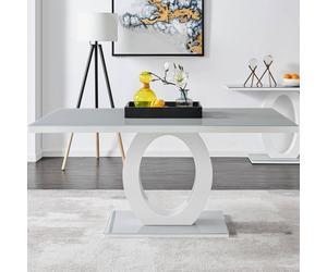 Furnitureboxuk Giovani 160Cm 6-Seater Modern Rectangular High Gloss And Glass Dining Table In Grey Grey