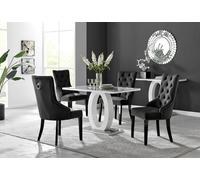 Giovani 4 Grey Dining Table & 4 Belgravia Black Leg Chairs FurnitureboxUK Black One Size