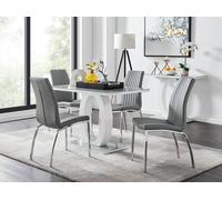 Furnitureboxuk Giovani 4 Grey Dining Table & 4 Isco Chairs Grey