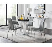 Furnitureboxuk Giovani 4 Grey Dining Table & 4 Isco Chairs Grey One Size