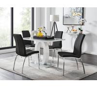 Giovani 4 Grey Dining Table & 4 Isco Chairs FurnitureboxUK Black One Size