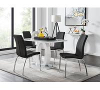 FurnitureboxUK Giovani 4 Grey Dining Table & 4 Isco Chairs in Black FurnitureboxUK Black