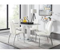 Furnitureboxuk Giovani 4 Grey Dining Table & 4 Isco Chairs In Off White Off White