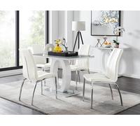 Furnitureboxuk Giovani 4 Grey Dining Table & 4 Isco Chairs In Off White Off White One Size