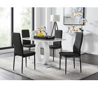 Furnitureboxuk Giovani 4 Grey Dining Table & 4 Milan Black Leg Chairs Black