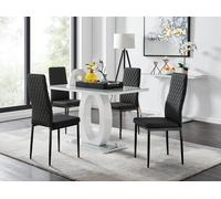Furnitureboxuk Giovani 4 Grey Dining Table & 4 Milan Black Leg Chairs Black One Size