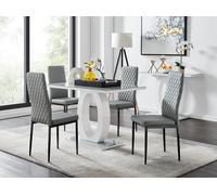 FurnitureboxUK Giovani 4 Grey Dining Table & 4 Milan Black Leg Chairs FurnitureboxUK Grey