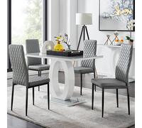 Furnitureboxuk Giovani 4 Grey Dining Table & 4 Milan Black Leg Chairs Grey