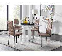 Furnitureboxuk Giovani 4 Grey Dining Table & 4 Milan Black Leg Chairs In Beige Beige