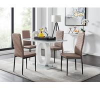 Giovani 4 Grey Dining Table & 4 Milan Black Leg Chairs FurnitureboxUK Beige One Size