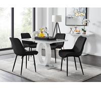 Giovani Grey Dining Table with Four Pesaro Black Leg Chairs - Black